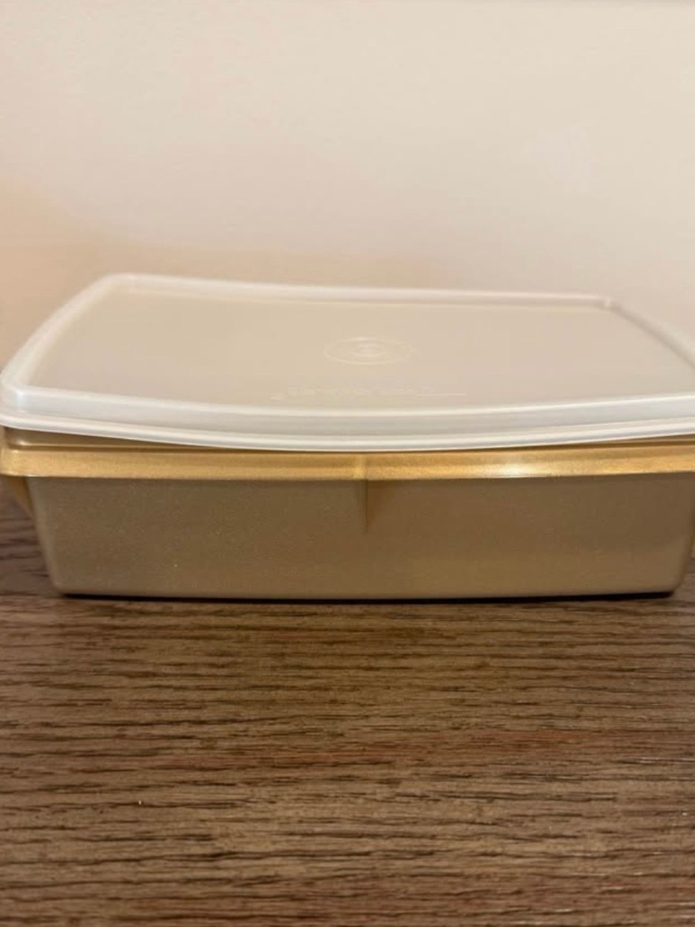 VTG Tupperware Tuppercraft 3pc Stow-N-Go Storage Box Gold W/ Lid & Tray 767-1